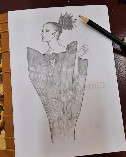 Sketch Of A Vintage Balenciaga Dress From A A Book On My City's Library.