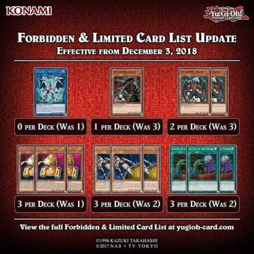 TCG forbidden limited list Effective Dec 3 I&rsquo;ll have my video posted later today. #yugioho