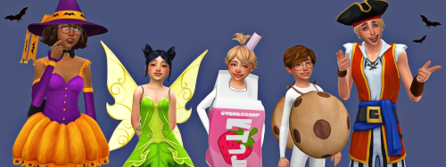 puppycheesecake:▶ SIMSTOBER - Day 31. Trick Or Treat COSTUMES:Witch // Pirate // Fairy // Milk &am