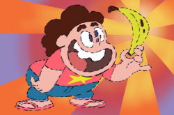 raveneesimo:  scottdiggs:  What is happening here and why are mysteries even to me.  My friend Scott drew Steven with a banana. Marvel at its splendor! 