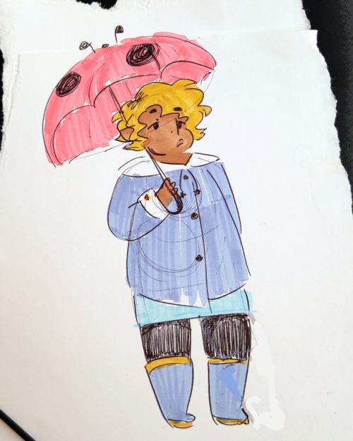 snowquail:a raincoat boy! [image description: a traditional drawing of Taako on white paper. He&rsqu