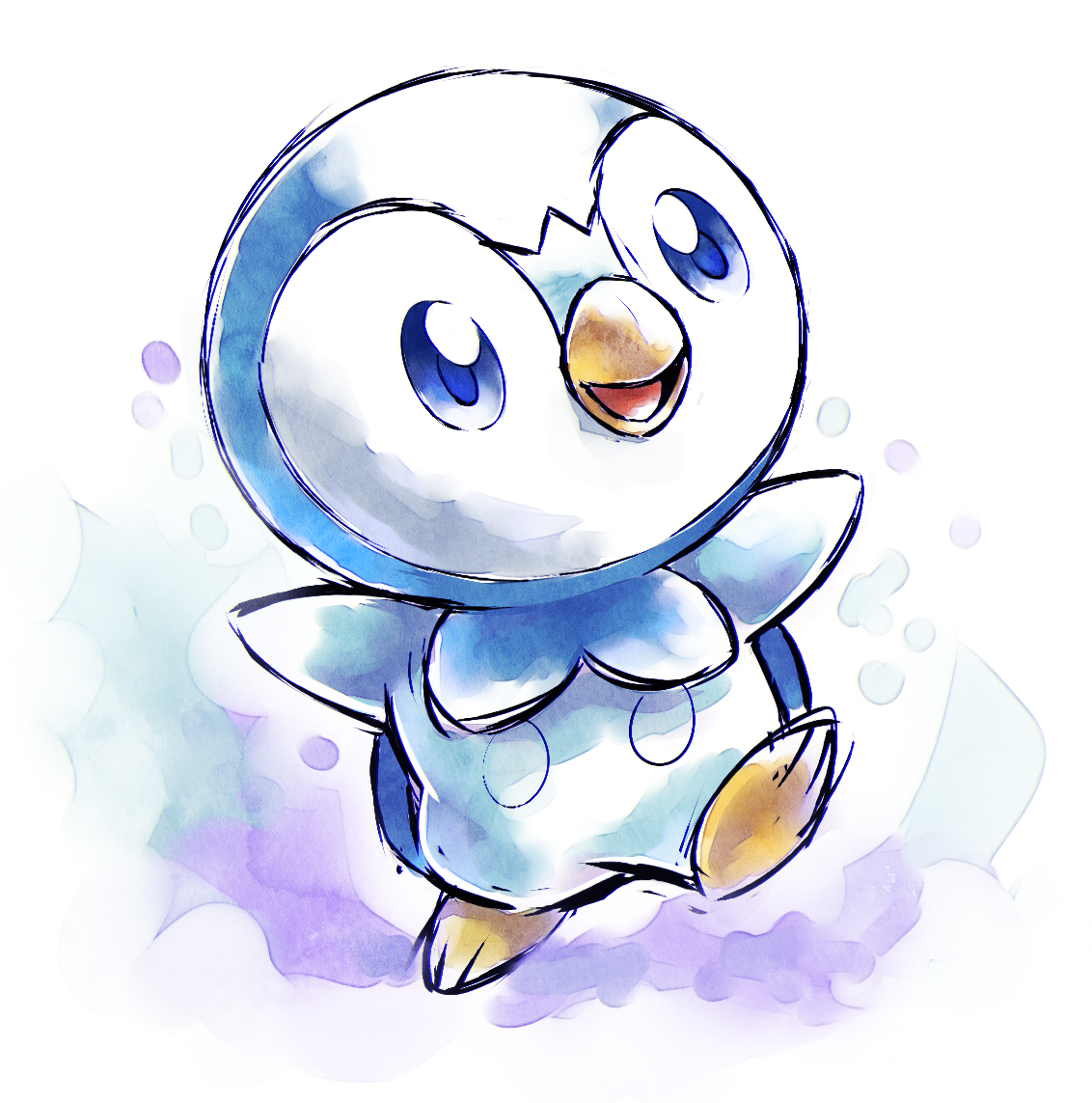 thumpleweed:  Day 9: Favorite Sinnoh Starter: Piplup! “”””””watercolor”””””