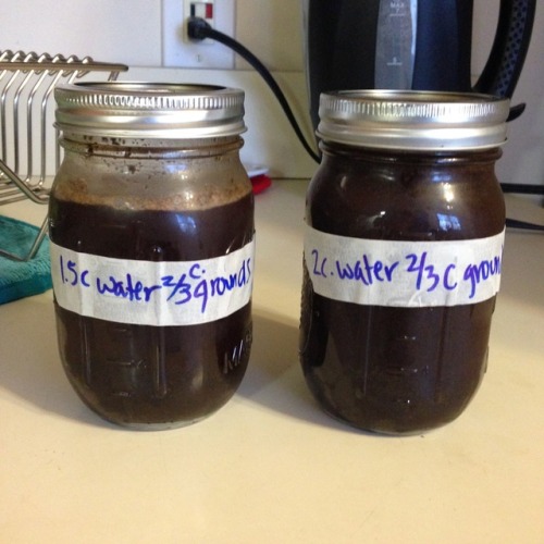 Cold brew espresso success! I found recipes here and here. The key is to have medium groun