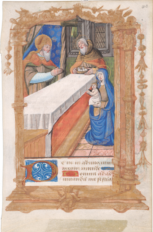 Leaf from a Book of Hours showing the Presentation in the Temple Paris, ca. 1520; illuminator: works