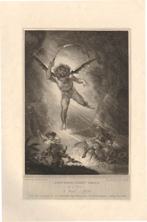 MIdsummer-Night’s Dream. Act 2 Scene 1. A Wood&mdash;Puck. Engraving by James Parker, from a paintin