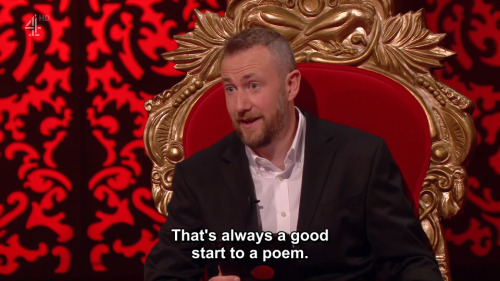 taskmastercaps: [ID: Four screencaps from Taskmaster. Alex Horne says to Lee Mack, “The poem started