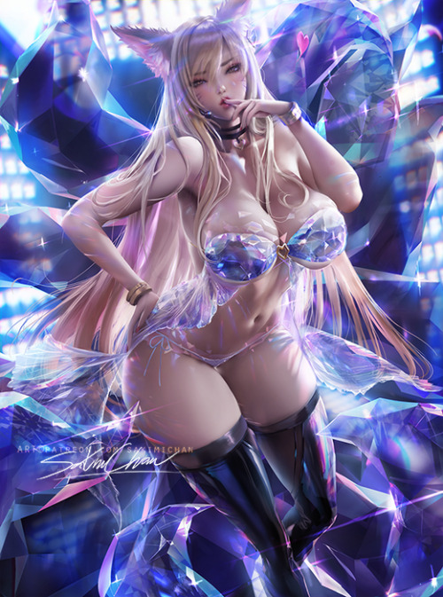 sakimichan: one of the nsfw variation of Kd/a  Ahri ;3&lt;3 the diamond lingerie was fun to