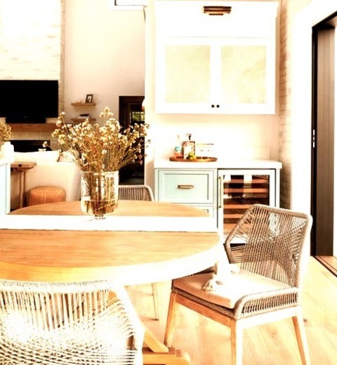 Kitchen Great Room In Orange CountyLarge Cottage L-shaped Light Wood Floor, Beige Floor And Shiplap Ceiling