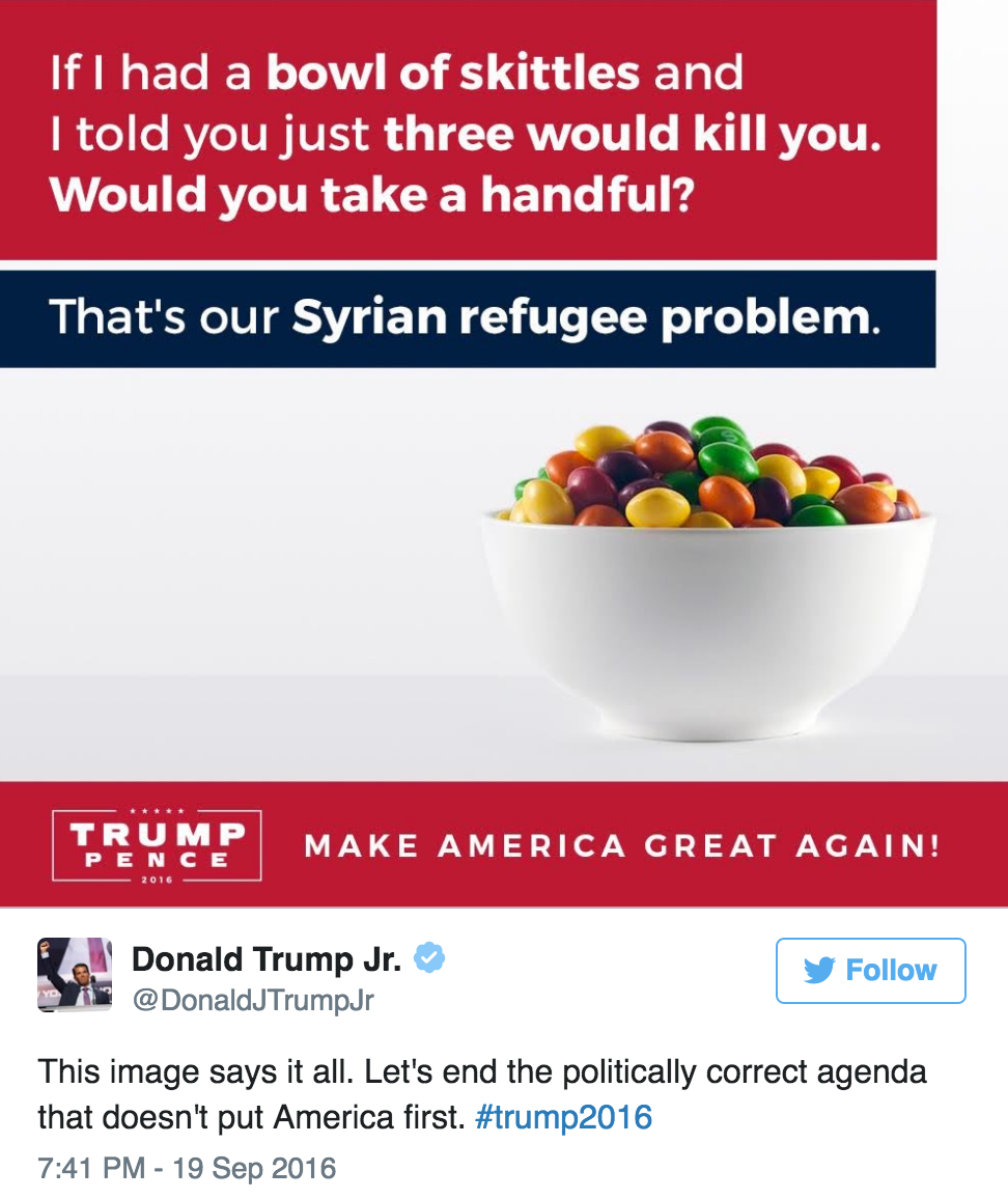 entertainmentweekly:  Skittles responds to Donald Trump Jr. comment on Syrian refugees