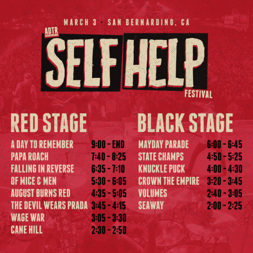 Here are your set times for Saturday! Download the official app at selfhelpfest.com/app to create yo