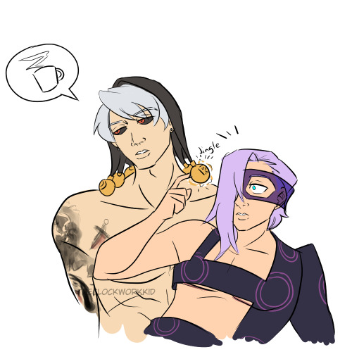 RisoMelo nonsense doodles because my brain is fried so you get Melone playing with Risotto’s…