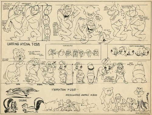 Some Terrytoons model sheets. Heckle and Jeckle and Mighty Mouse probably were their most famous cha