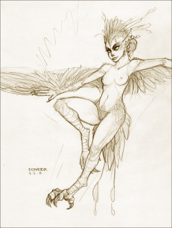 A harpy. Quick 30 minute sketch&hellip; had to try; and though i&rsquo;m not satisfied with my harpy skills, it could be worse!