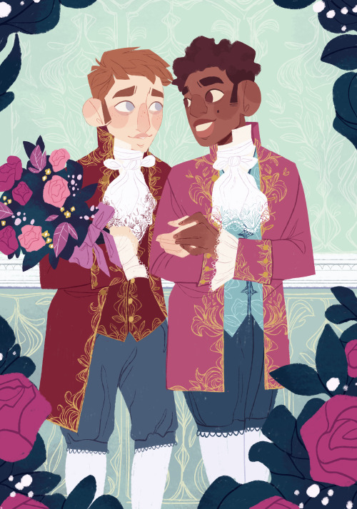 nooskadraws:a commission of two lovely 18th century prince ocs for someone on twitter! &lt;3
