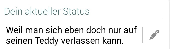 whatsapp-status:   Weil man sich eben doch nur auf seinen Teddy verlassen kann. 