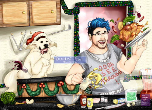 dusterazel:  Christmas cooking time! (feat. @markiplier & Chica!)  Hey People!This is one piece of a full chirstmas project that I unfortunately won’t be able to finish until christmas, but I gave prefference on finishing this one on time!There