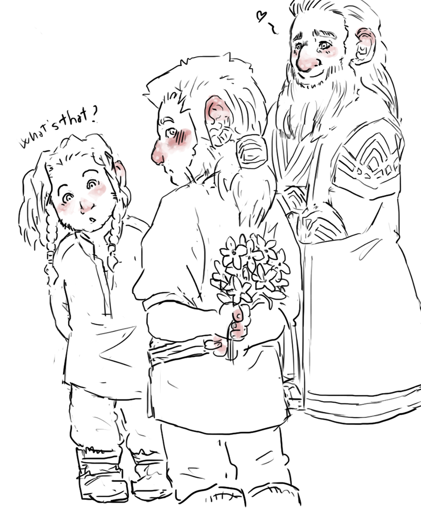 ladynorthstar:  Dwalin picked some blue forget-me-not because they reminded him of