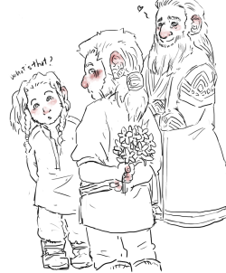 Ladynorthstar:  Dwalin Picked Some Blue Forget-Me-Not Because They Reminded Him Of