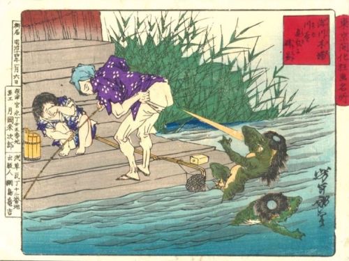 Fending off a Kappa attack with fartsBy Tsukioka Yoshitoshi, 19th century.