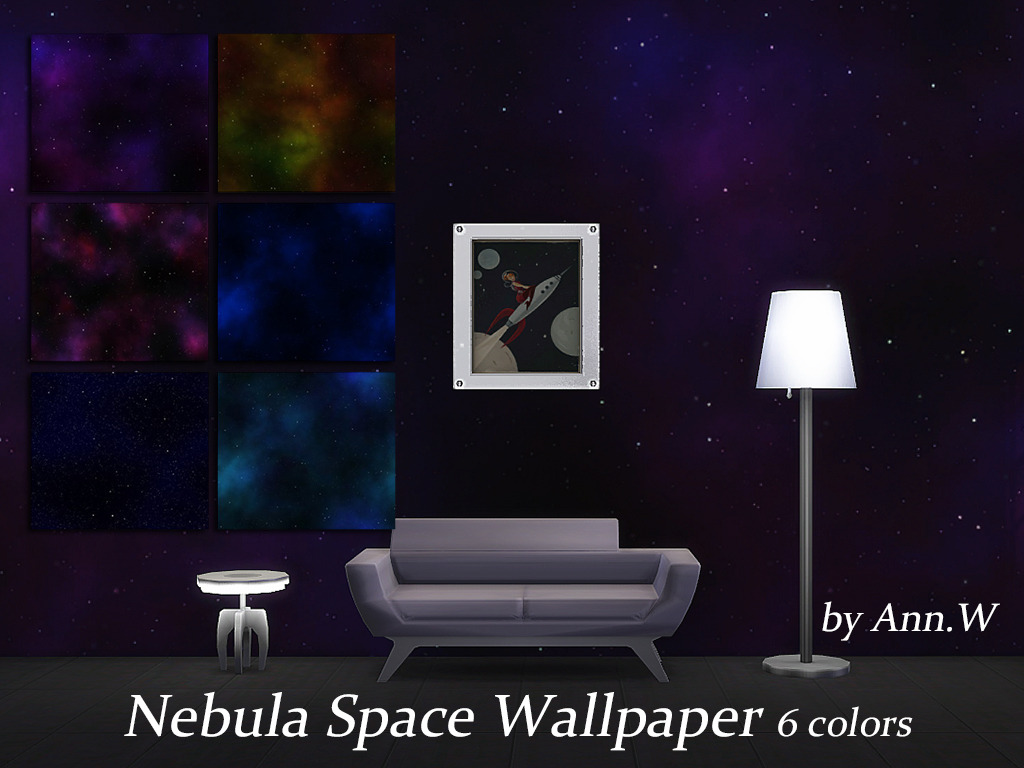 Wallpaper Nebula Space - 6 colors | Ann.W's Sims 4