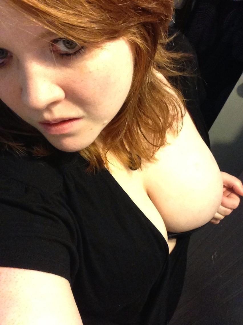 Here is HR fan Carina, a busty redhead giving us a great view of her breasts. She