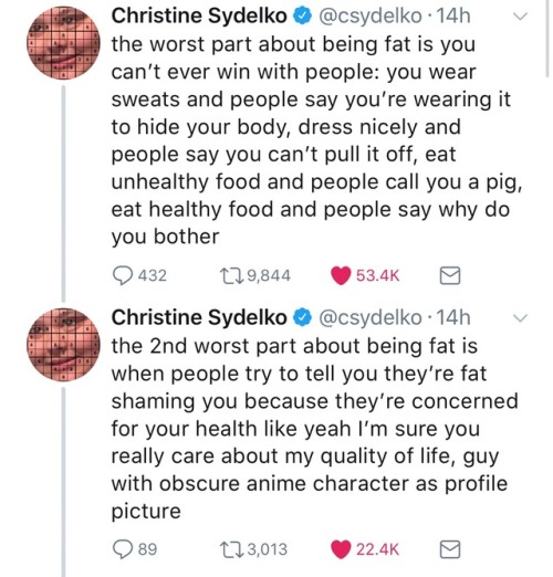 sashaquaria: im so thankful for Christine Sydelko speaking out about this and being a positive fat i