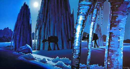 recklessishe: TESB: This rarely seen Ralph McQuarrie painting depicts the familiar AT-ATs in very un