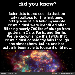 did-you-kno:  Scientists found cosmic dust