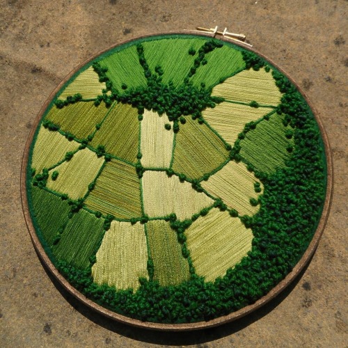 bombus-terrific:Aerial field landscape embroidery by Chromatomania on Etsy and Instagram Edit: wow! 