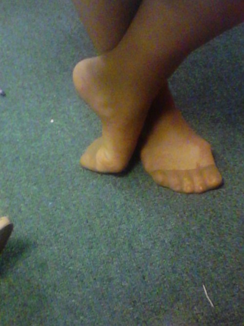 ohiohosewolf:More pics of the feet of my sexy #Goddess in tan #reinforcedtoe #pantyhose