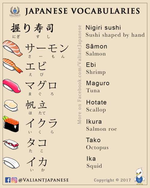 valiantschool: Sushi in Japanese www.instagram.com/valiantjapanese
