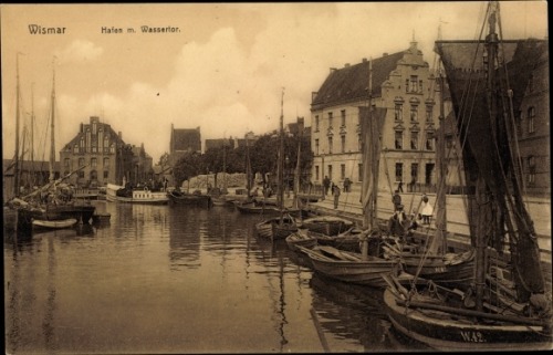 Port of Wismar on the German Baltic coast. About 1900.