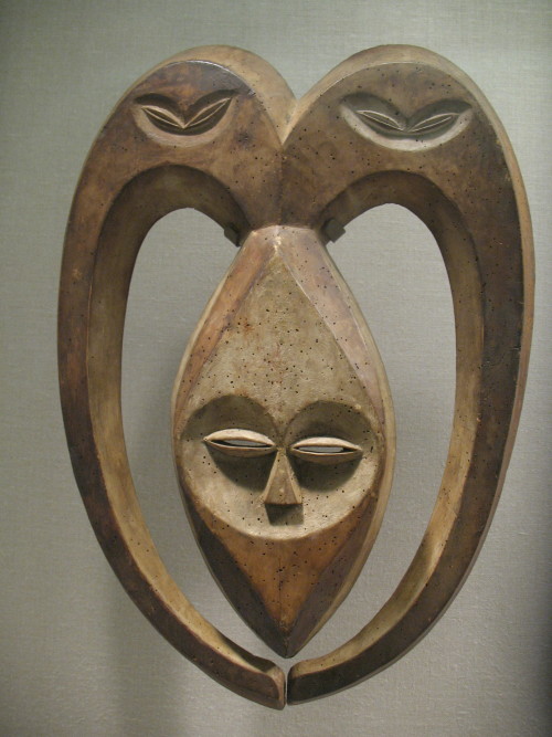 Ram mask of the Kwele people, Gabon or Republic of the Congo.  Artist unknown; 19th or 20th century.