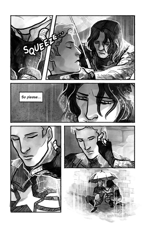 sonialiao:Part 2 of Umbrella! Bucky you’re so angsty. Also Steve was never actually asleep, but knew