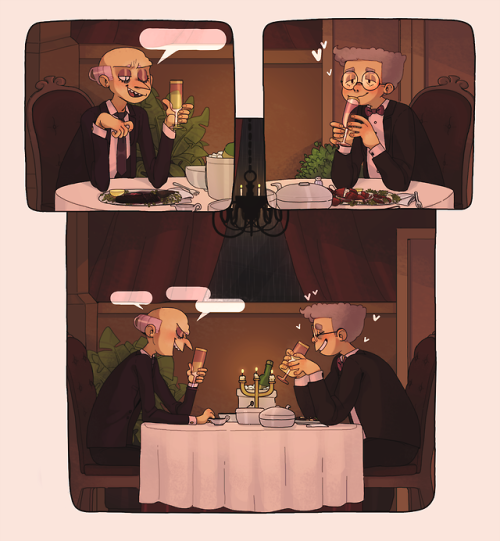 pinklem:sharing a splendid evening together!(and yes smithers did curl up his hair for this glorious