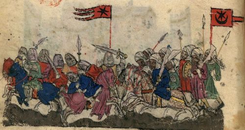 An anachronistic depiction of the Battle of Yarmouk. The battle occurred in the year 636, and is con