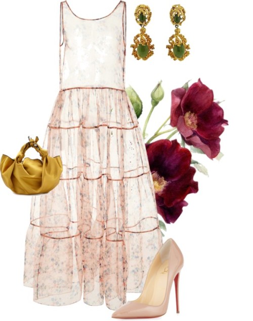 Romantic by latifahyaly featuring a pink floral dressJill Stuart pink floral dress, 2,175 SAR / Chri