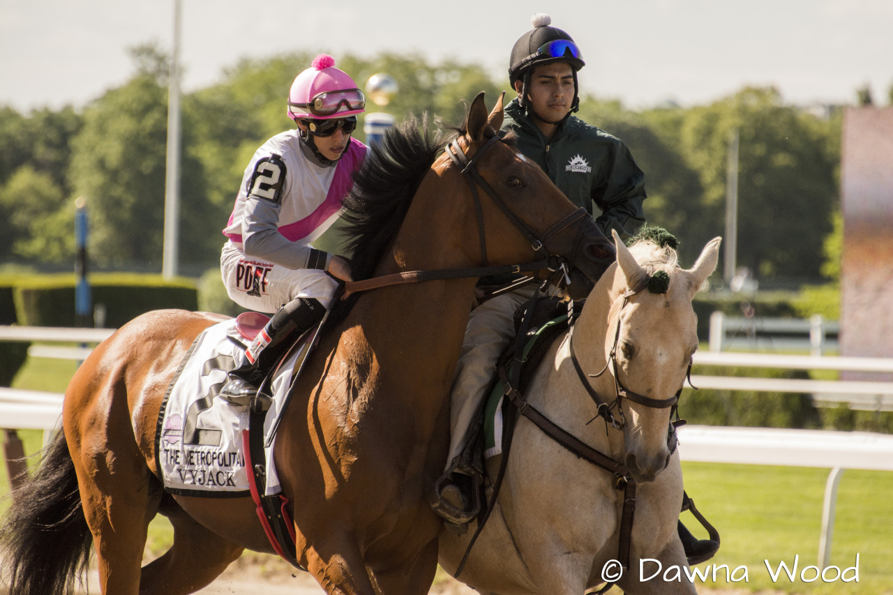 Vyjack and Irad Ortiz Jr in the Met Mile (I) post parade