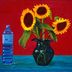 atmospheric-minimalism:  Sunflowers by David Hockney, Vincent van Gogh, and Egon Schiele 