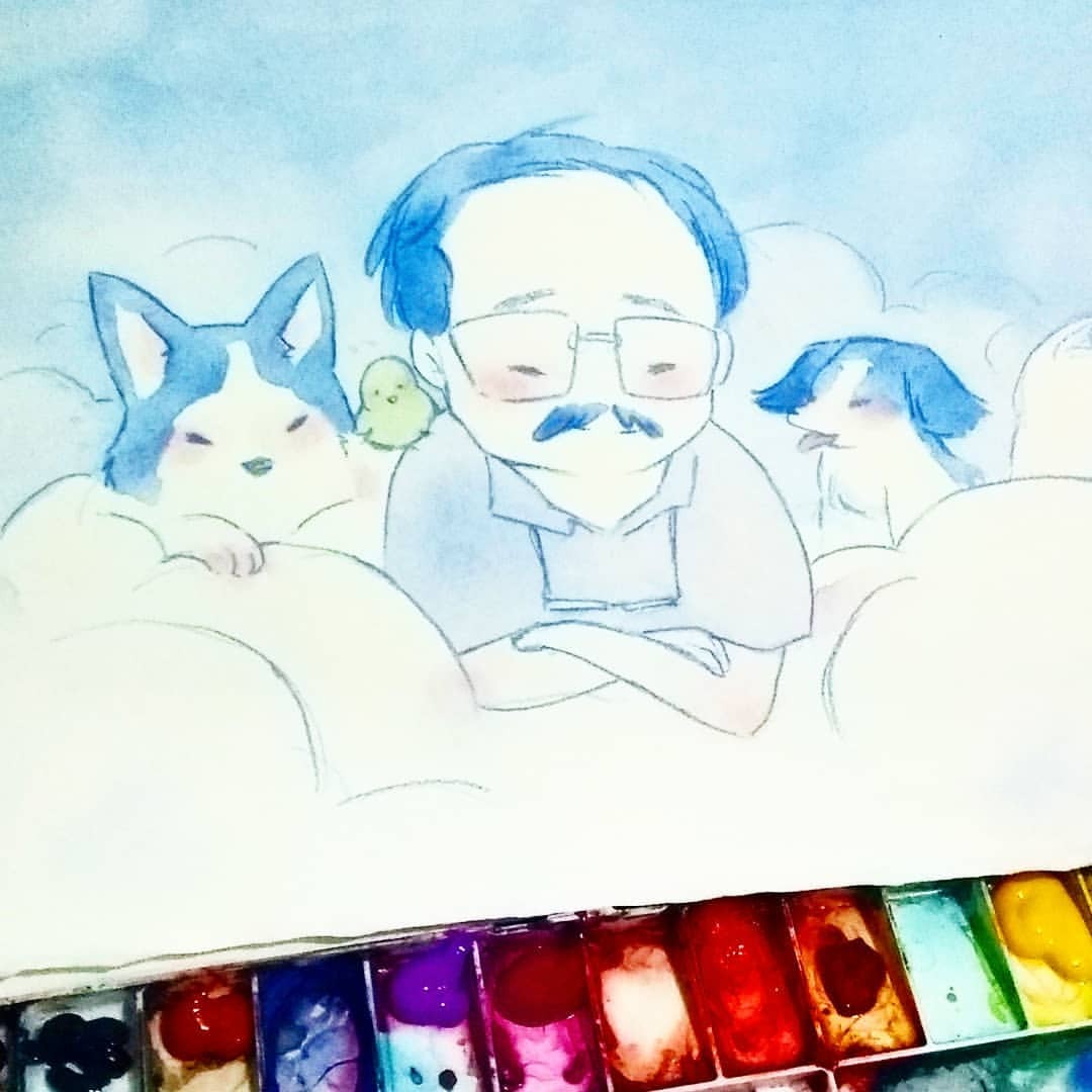 kawakeiko:
“Commission part 6 :)
Encomenda da @renatahamada ❤️ um amor fazer esse projetinho :) #watercolor #painting #portrait #pets #dogs #illustration #soft...