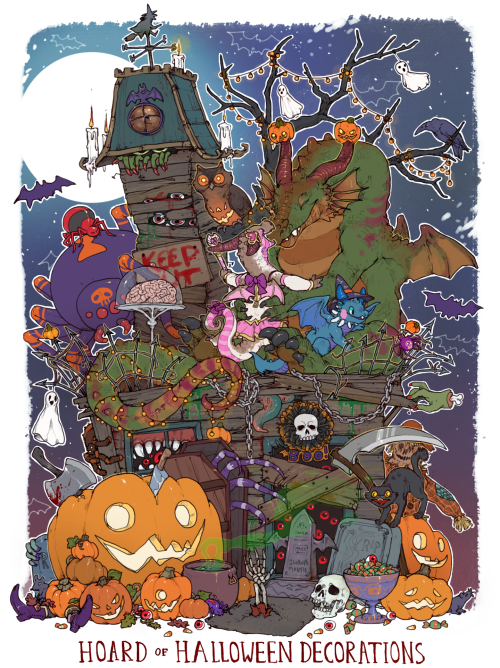 iguanamouth:a HOARD OF HALLOWEEN decorations commission for lady-freak-beast thats been tucked away 