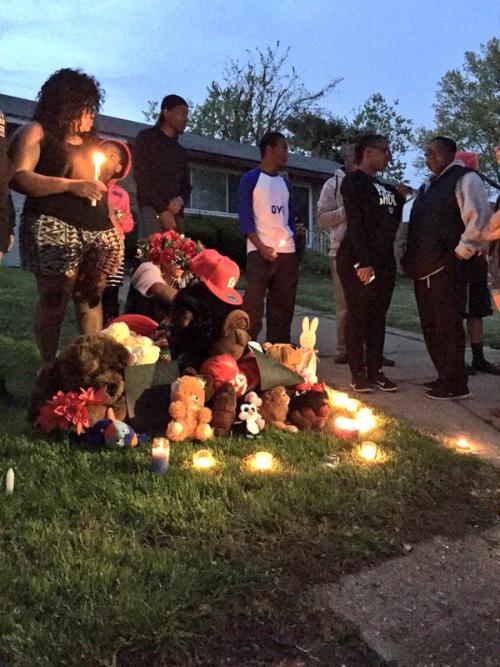 justice4mikebrown:  April 19Candlelight vigil and memorial for Thaddeus McCarroll.
