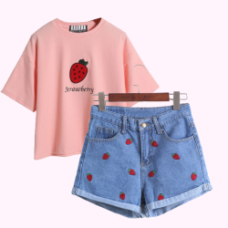 6ium:  Strawberry t-shirt x shorts | Banana t-shirt x shorts