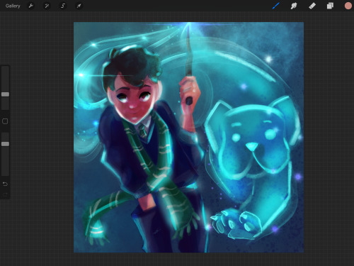 WIP of a young Jon Negroni and his Patronus which is a St Bernard. It&rsquo;s adorable and I had