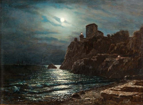 laclefdescoeurs:Moonlight Sealandscape, Lev Feliksovich Lagorio
