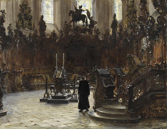 catonhottinroof:   Adolph von Menzel Das Chorgestühl im Dom zu Mainz, 1869 