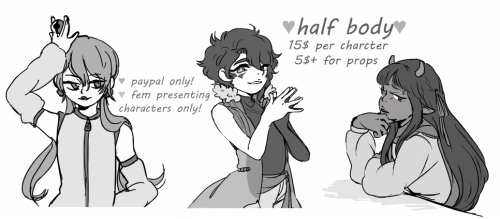 megidolan: NYELLO!!! I’m opening grayscale commissions! I’ve got bigger commissions to work on at th