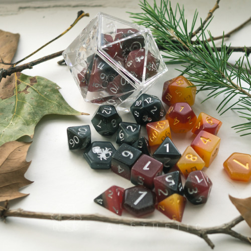 dice-aesthetic: Happy start of autumn! Dice sets from Kraken dice Kickstarter:- Phoenix- Ferryman- V