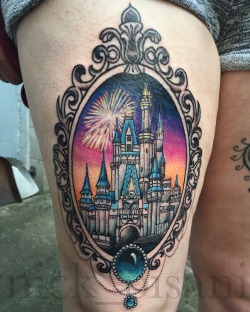 fuckyeahtattoos:  Disney castle. Done by