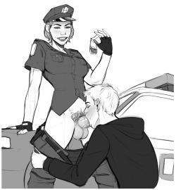 shemaledickgirls:  Futanari cop gets a blowjob